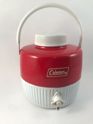 Vintage Coleman Water Jug Red And White 1 Gallon Cooler 1970 