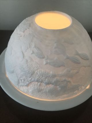 Vintage Bernardaud Limoges Porcelain Votive Light Coral Reef 4.  5”x3” France