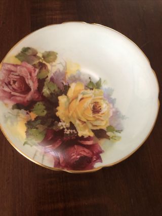 Vtg STANLEY Teacup & Saucer Pink & Yellow Roses on Bone China ENGLAND 3