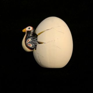 Vintage Tonala Bird Hatching From Egg Mexican Pottery Folk Art 3