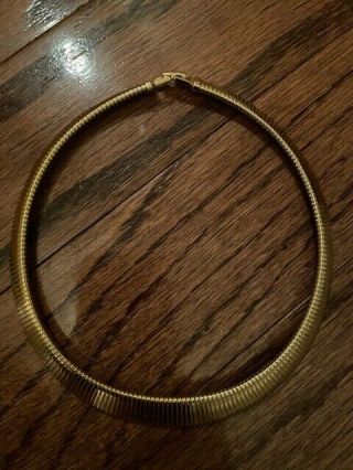 Vintage Monet Gold Tone 16 Inch Long Flexible Omega Choker Necklace