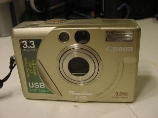 Vtg Canon Powershot S20 Digital Camera With Battery & 64mb Cf Card