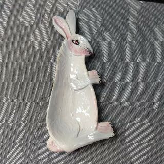 9.  75 " Flat White Rabbit Spoon Rest.  Ceramic Made In Italy.  Vintage