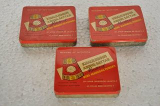 3 Pc Vintage Khaliluddin Abdul Sattar Ad Litho Bidi / Cigarette Tin Box