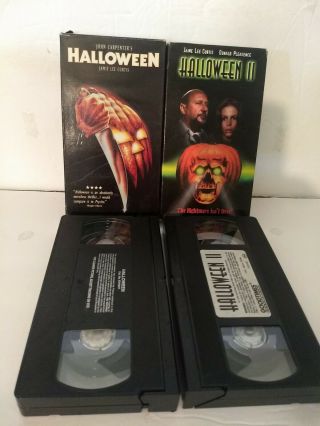 Vintage Halloween Parts 1 & 2 Vhs Tapes Horror Thriller Jamie Lee Curtis