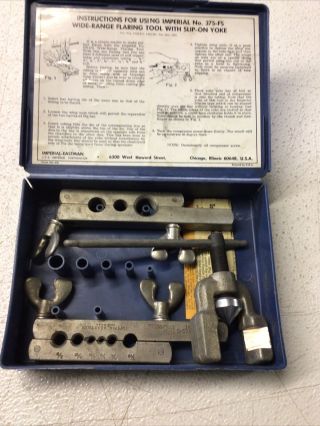 Vintage Imperial Eastman Tubing Flaring Tool Kit No.  375 - Fs W/ Box Usa (brd5)