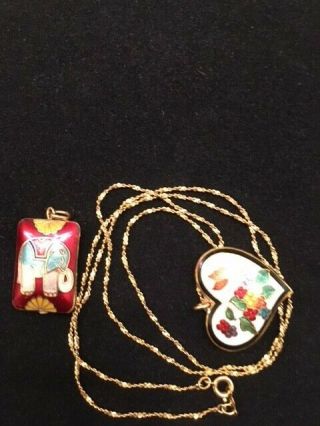 Vintage 2 Pendants W/one 12k Gold Chain.  Incl.  1/20 - 12k 23 " Gold Chain