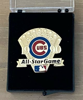 Vintage 1990 Mlb Baseball All Star Game Press Pin With Case - Chicago Cubs