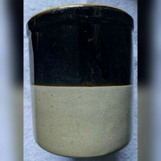 Antique Two Tone Salt Glaze Stoneware Crock 1 Gallon Salt Glazed