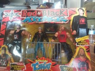 Wcw Red & Black Attack Vintage 1999 Hogan,  Bischoff,  & Nash Nib Nwo Wwf Toybiz