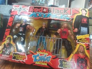 WCW Red & Black Attack Vintage 1999 Hogan,  Bischoff,  & Nash NIB NWO WWF Toybiz 2