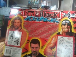 WCW Red & Black Attack Vintage 1999 Hogan,  Bischoff,  & Nash NIB NWO WWF Toybiz 3