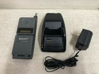 Vintage Motorola Digital Personal Communicator,  Old Style Flip Phone And Charger