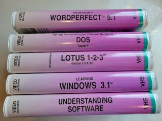 Set Of 5 Vintage Vhs Tapes For Beginners Computer Software Learning Video Series