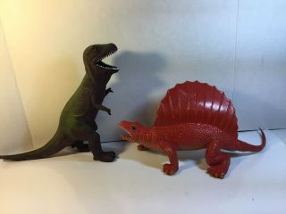 Vintage T - Rex Tyrannosaurus Rex & Edaphosaurus Dinosaur Toy Figures Collectable