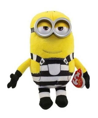 Retired Ty Beanie Baby Despicable - Me - 3 Jail Time Tom Minion Plush Toy 6 Inch