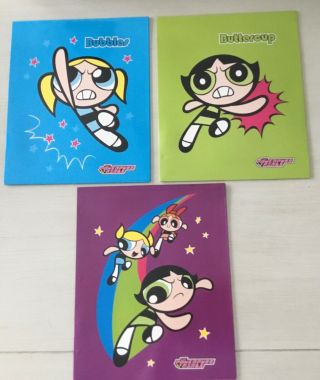 Vintage 2000 The Powerpuff Girls Set Of 3 Folders With Pockets