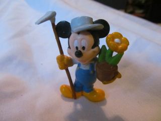 Disney Mickey Mouse Gardener Flower Pot Mini Figure Pvc Figurine Applause 2.  25 "
