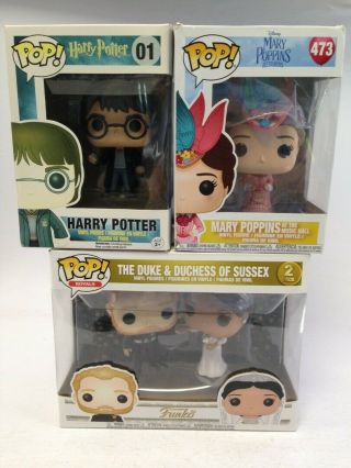 Bundle Of 3 Funko Pops Duke And Duchess Of Sussex Harry Potter Mary Poppins 492