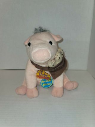 Vintage Blockbuster Video Store Exclusive,  Babe Pig Plush Toy With Mice & Tags