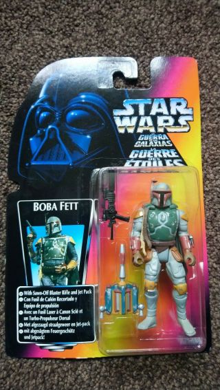 Star Wars The Power Of The Force Red Card Tri Logo Boba Fett Figure