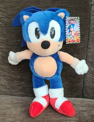 Rare Tagged Vtg Sonic The Hedgehog Plush Large 13 " 1993 Caltoy Toy Sega