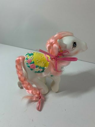 My Little Pony G1 1989 Vintage Flower Bouquet Merry Go Round Ponies White 5 "
