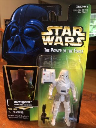 Kenner Star Wars 1997 Power Of The Force Snowtrooper Green Holographic Card
