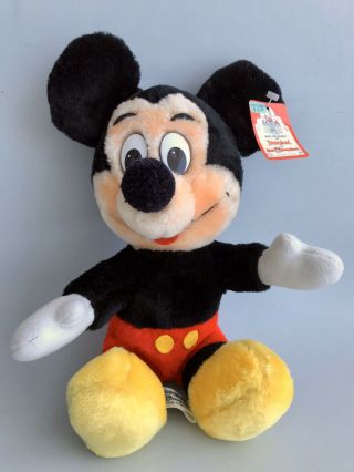 Vintage Disneyland Walt Disney World Mickey Mouse Plush Soft Toy With Tag As