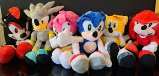 Set Of 6 Sonic The Hedgehog Plush Toy Knuckles Shadow Tails 11 " Inch Usa Stock