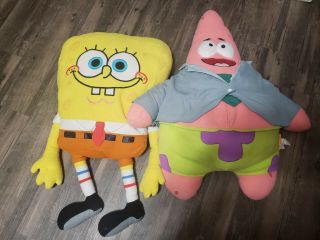 Vintage Spongebob Squarepants Plush 26” Pillow Nickelodeon 2000 Patrick 2002 30 "
