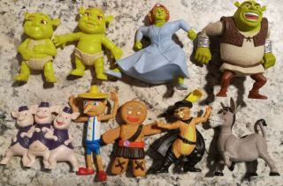 Shrek The Third 2007 Set Of 9 Mcdonald’s Vintage Happy Meal Toys Action Figures