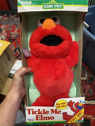 Tickle Me Elmo Doll 1996 Sesame Street Tyco Toy Pbs Vintage