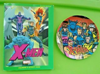 1994 Marvel X - Men By Zak Designs Melamine Plate 8 " & Large Coloring Book
