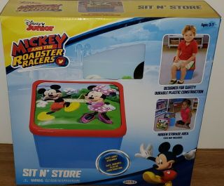Disney Junior Mickey Mouse Roadster Racers Sit N Store Cube.  Bedroom Toy Box