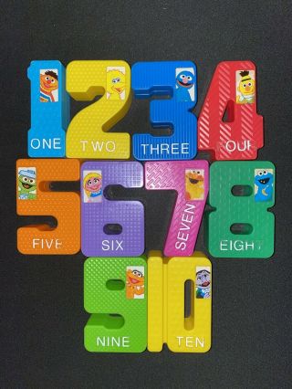 Vintage Tyco Sesame Street Numbers Textured Number Blocks Large Plastic