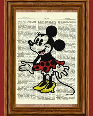 Classic Minnie Mouse Dictionary Art Print Poster Picture Vintage Mickey Disney