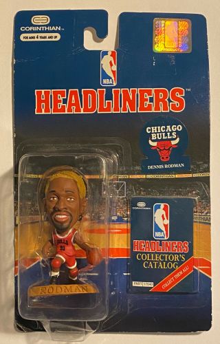 1996 Nba Headliners Dennis Rodman Yellow Hair Chicago Bulls Red Jersey