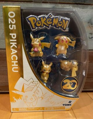 Tomy Pokemon 20th Anniversary 025 Pikachu Shiny Pearl 4 Mini Figure Set