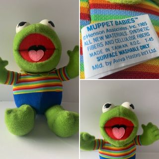 Jim Henson Vintage 13 " 1985 Baby Kermit Plush Muppet Babies Hasbro