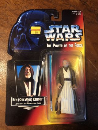 Kenner Star Wars 1995 Power Of The Force Obi - Wan Kenobi Red Card Long Saber