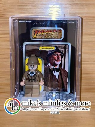 Indiana Jones Last Crusade Henry Jones Sr.  Custom Carded Lego Minifigure Display