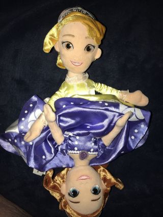 Disney Parks Plush Topsy Turvy Reversible Doll Princess Sofia & Amber 16 " Tall
