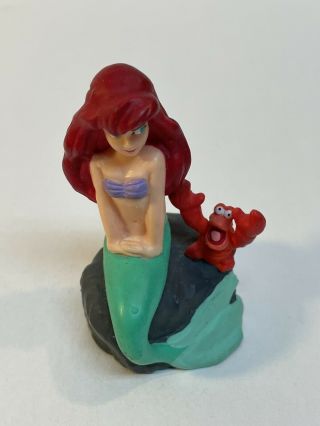 Vintage Disney The Little Mermaid Ariel Pvc Figure Toy On Rock 1989 Tyco
