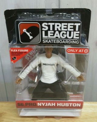 Rare Nyjah Huston Street League Skateboarding Flex Figure Toy With Dvd