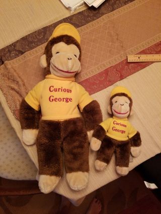 2 Curious George Vintage 1984 Plush Dolls 12 " & 22 "