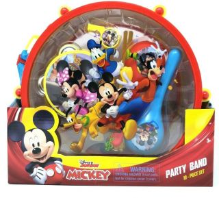 Disney Junior Mickey Mouse Party Band Drum Flute Maraccas Sticks Etc.  10pc Set