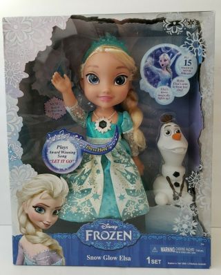 Disney Frozen Singing Light Up Snow Glow Elsa & Olaf Snowman Let It Go