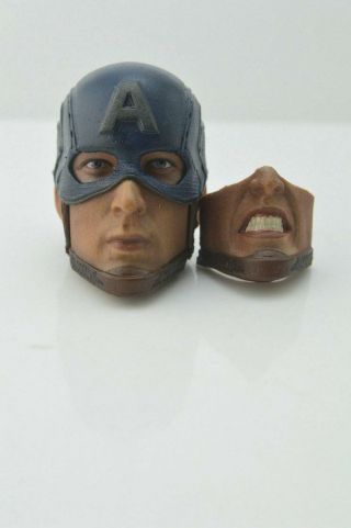 Custom Captain America 1/6 Head Sculpt For Hot Toys Steve Rogers Muscular Body