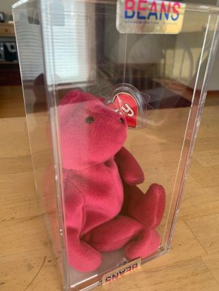 Authenticated Ty Beanie Babies - Teddy Old Face Magenta 2nd Gen